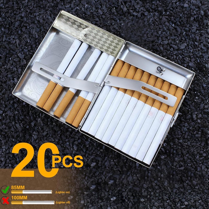 MUniqe Metal Cigarette case Double Sided Spring Clip Open Pocket Holder with Electric Lighter for 85mm Cigarettes Case Holder - Image 3